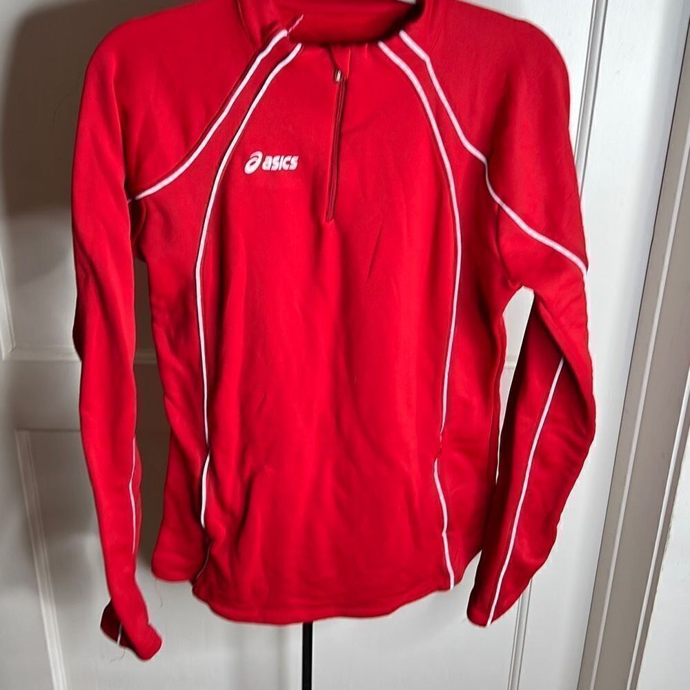 ASICS WOMEN'S COMPETITION 1/2 ZIP JACKET SWEATSHIRT, RED Size Large - Picture 2 of 7